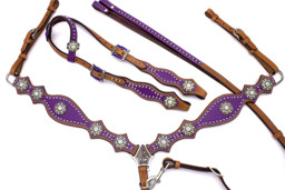 Zeige Details für  Westernset: Einohr-Trense, Zügel und Vorderzeug lila Bild von  Westernset: Einohr-Trense, Zügel und Vorderzeug lila