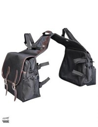 Zeige Details für Nylonsatteltasche mit Lederverzierungen, große Sattelpacktasche Bild von Nylonsatteltasche mit Lederverzierungen, große Sattelpacktasche