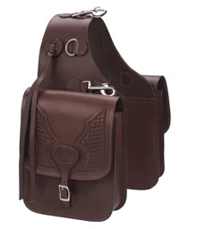 Zeige Details für Ledersatteltasche mit Punzierungen, braun Bild von Ledersatteltasche mit Punzierungen, braun