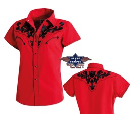 Zeige Details für Westernbluse ELLA, Westernhemd für Damen, schwarz/rot Bild von Westernbluse ELLA, Westernhemd für Damen, schwarz/rot