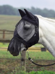 Bild von Pferdefliegenmaske mit Fransen, schwarz