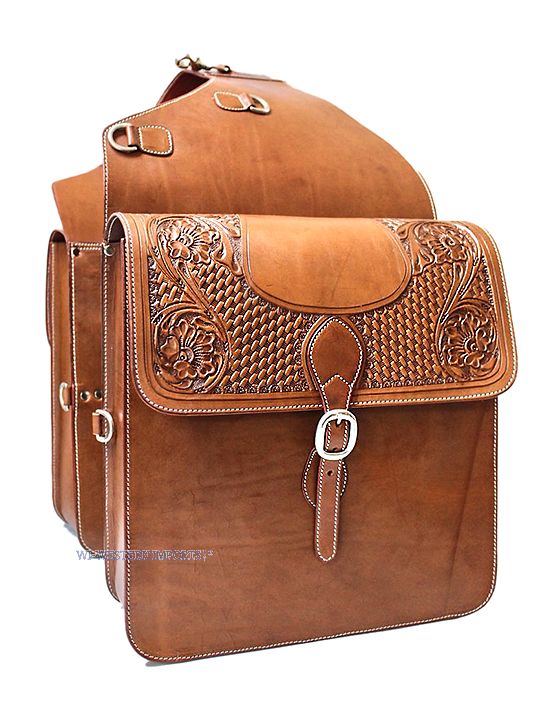 Bild von Ledersatteltasche doppelt, chestnut, punziert