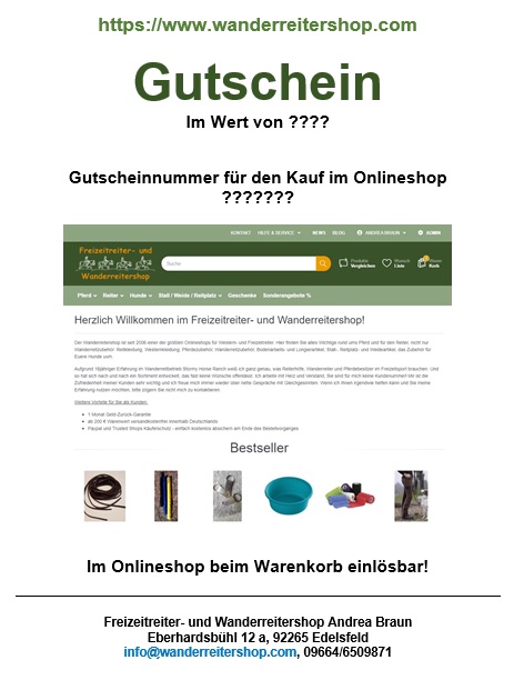 Bild von Gutschein für den Einkauf im Wanderreitershop