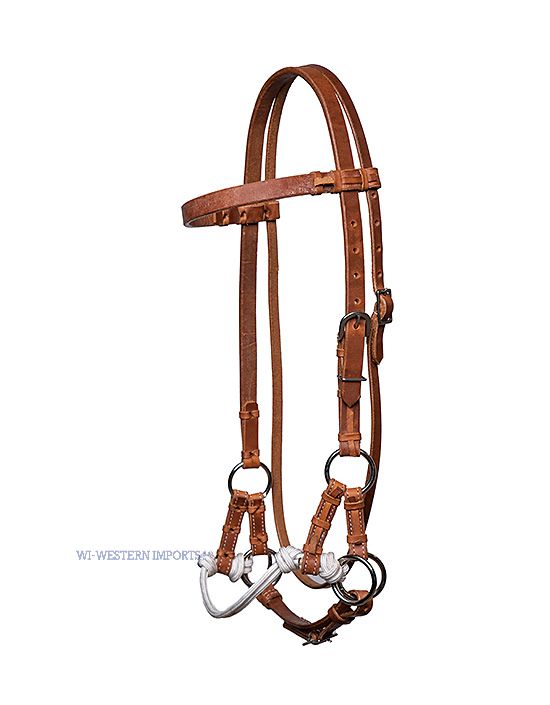 Bild von Sidepull aus Leder mit weichem Seil-Nasenband, Westernsidepull