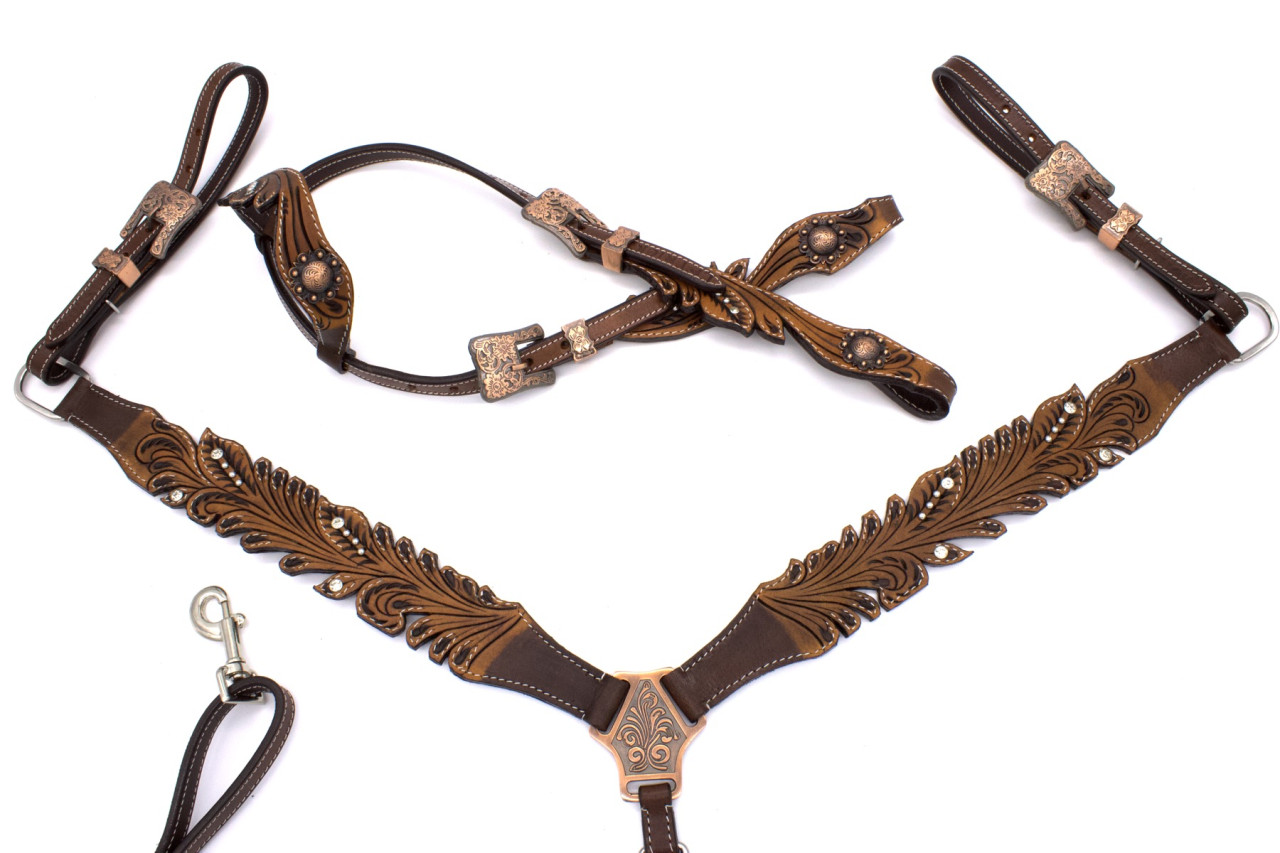 Bild von Westernset: Einohr-Trense, Zügel und Vorderzeug in außergewöhnlichem Design