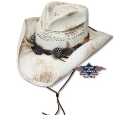 Bild von Westernstrohhut, Cowboyhut Corona mit Federn