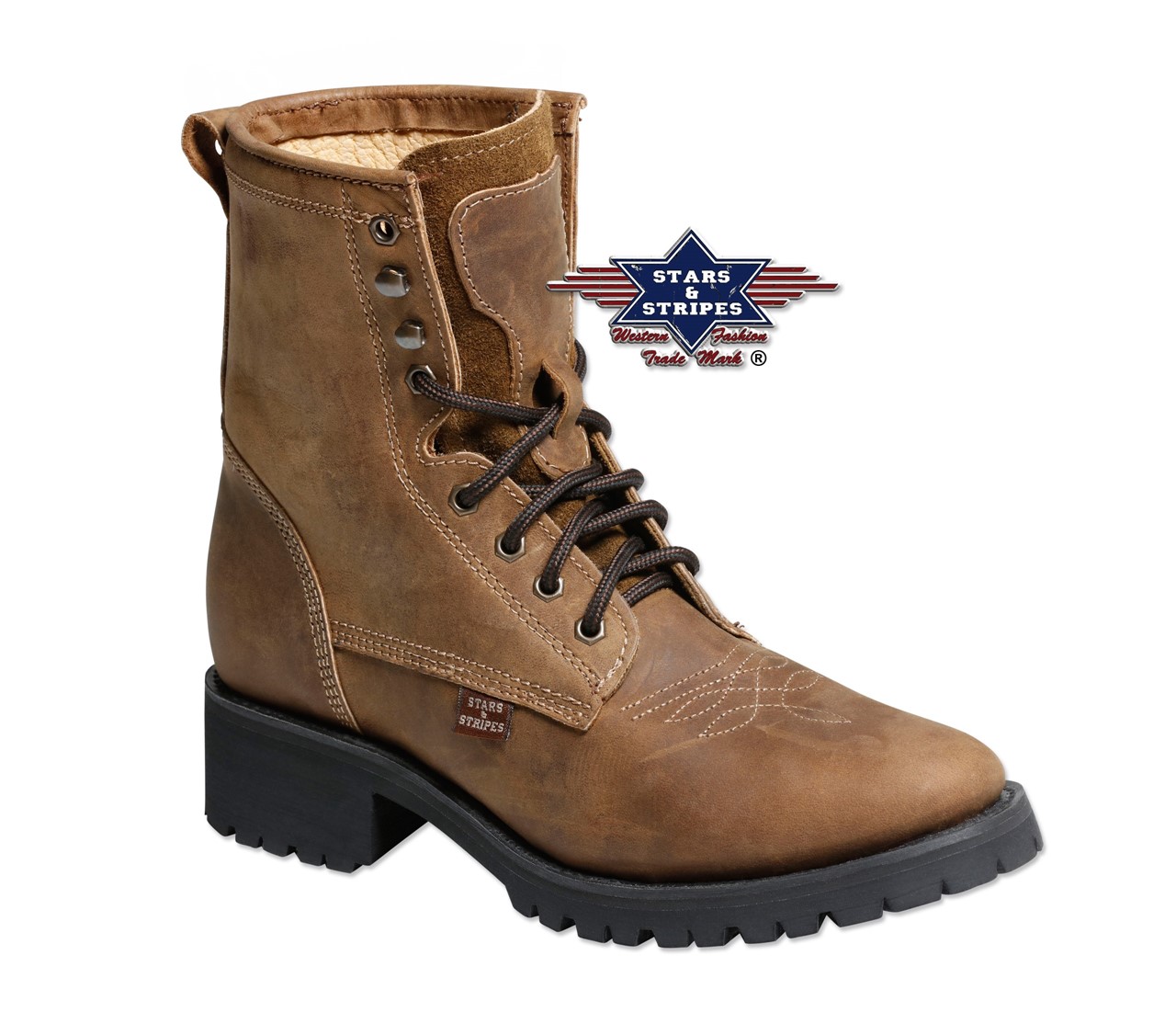 Bild von Westernreitstiefel zum Schnüren für Damen oder Herren, braun