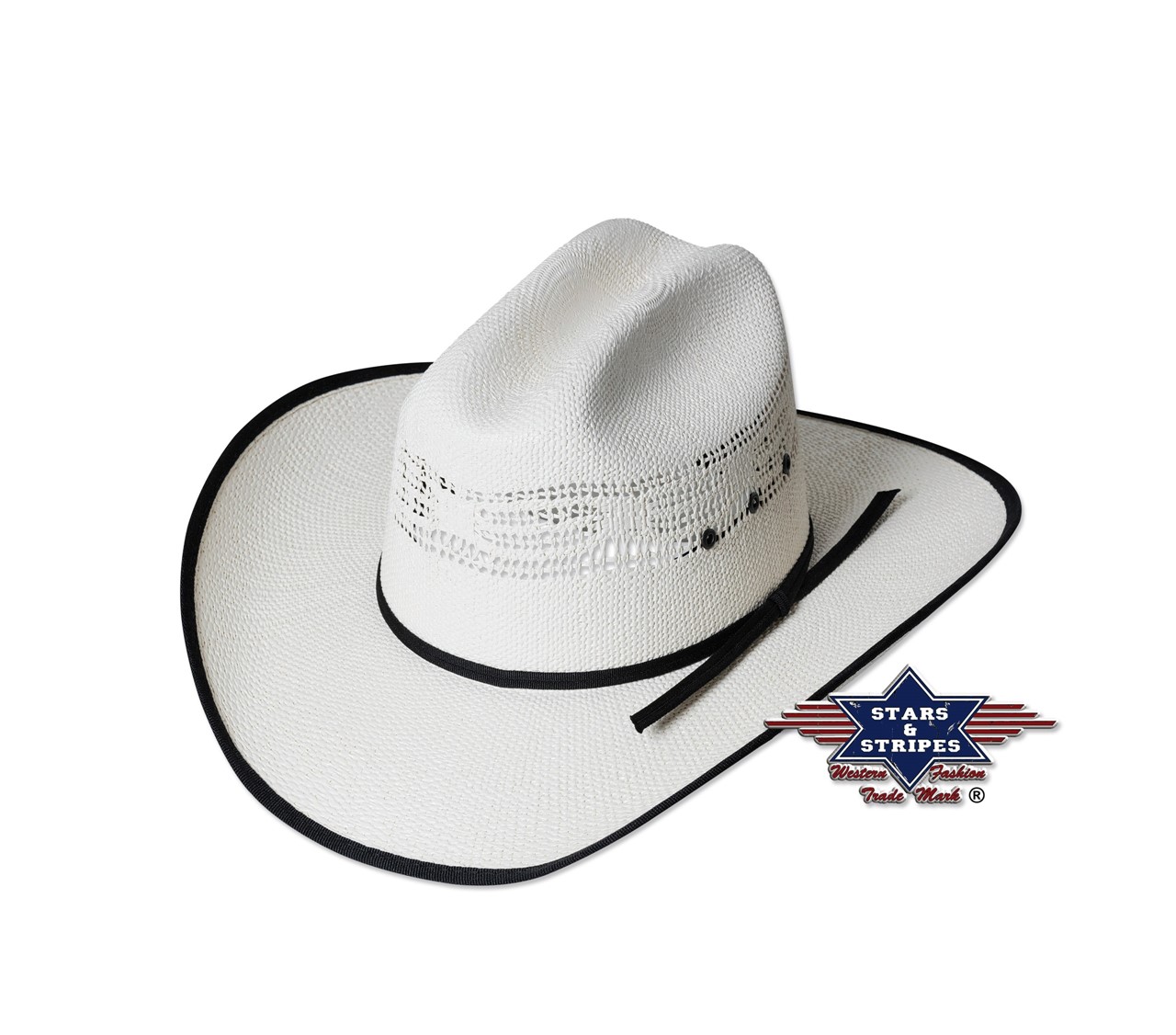 Freizeitreitershop und Wanderreitershop - Westernstrohhut, Kinderhut,  Cowboyhut Ashton Stars % Stripes, schwarz oder weiß